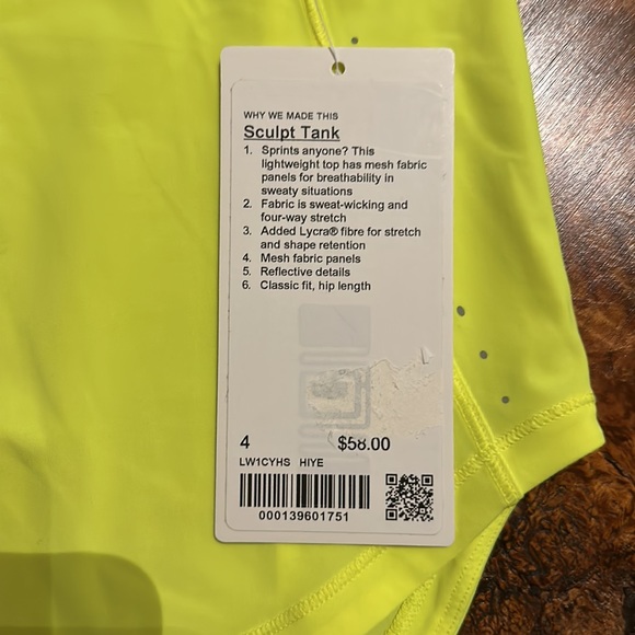 COPY - NWT Lululemon’s Sculpt Tank size 2 yellow or orange - Picture 3 of 15